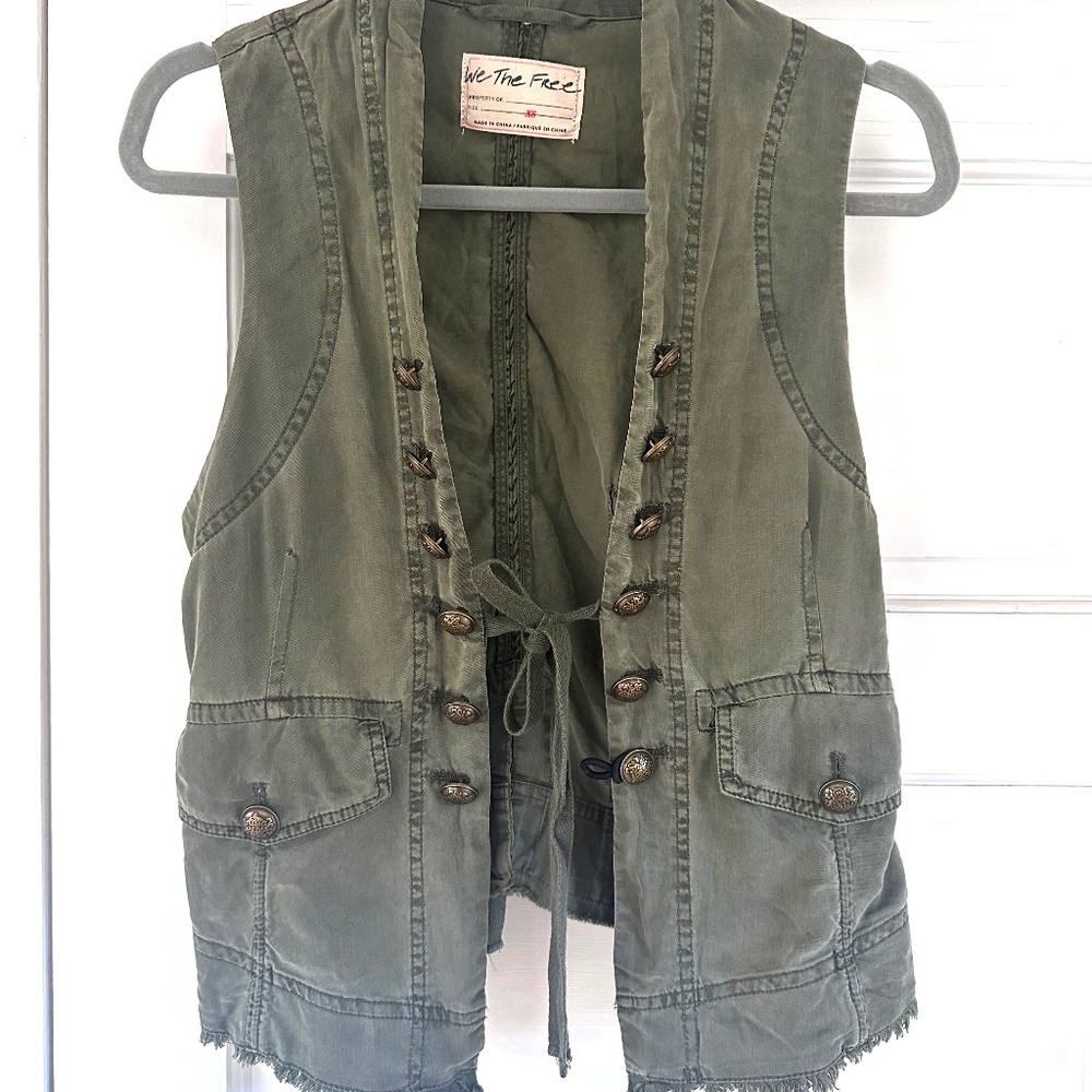 Free People We the Free Cropped Army Green Vest – XS